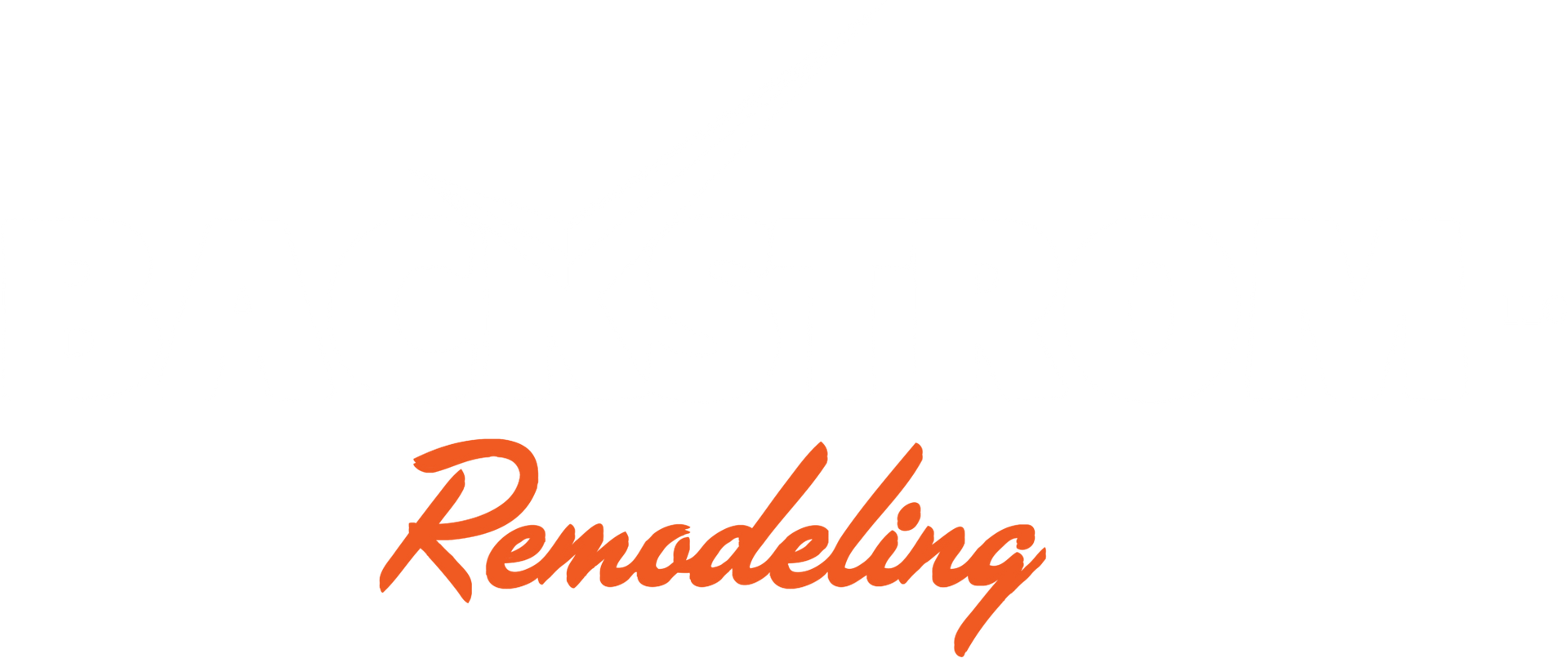 Orange script text reading “Remodeling” on a white background