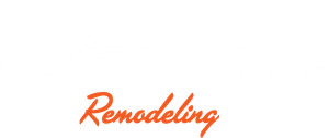Orange script text reading “Remodeling” on a white background