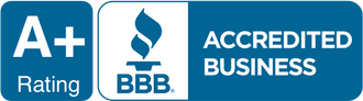 BBB A+ rating badge with blue and white colors, featuring the BBB torch logo and “Accredited Business” text BBB A+ rating badge with blue and white colors, featuring the BBB torch logo and “Accredited Business” text