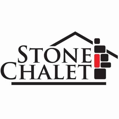 The logo for stone chalet shows a house with a chimney.