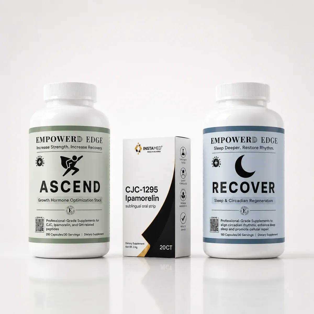Three Thorne supplement bottles on a white background: Creatine, Amino Complex, and Beta Alanine-SR.