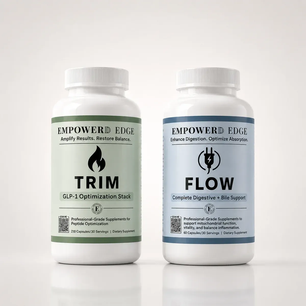 Thorne Ultimate-E supplement bottle with white cap and yellow-green botanical design on label