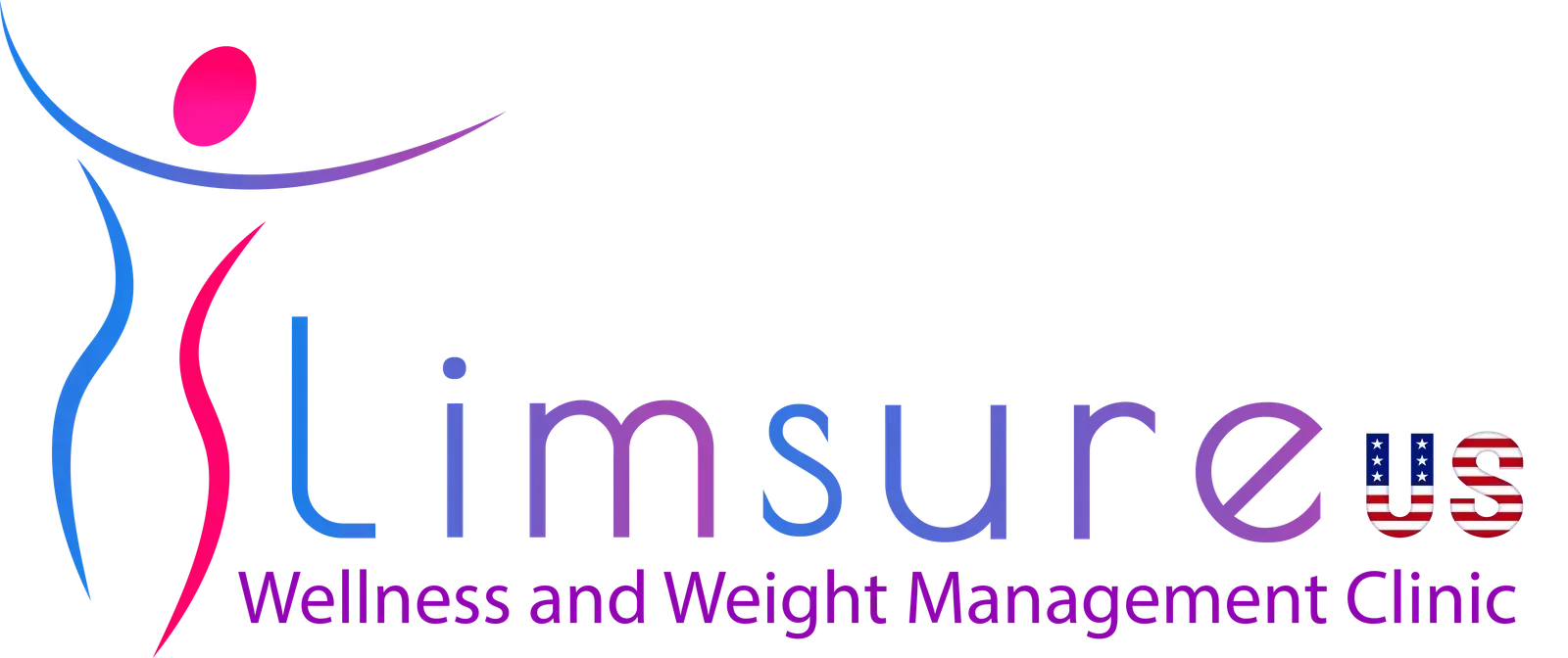 Limsure Wellness and Weight Management Clinic logo in pink, blue, and red on white background