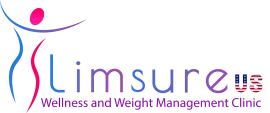 Limsure Wellness and Weight Management Clinic logo in pink, blue, and red on white background
