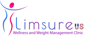 Limsure Wellness and Weight Management Clinic logo in pink, blue, and red on white background
