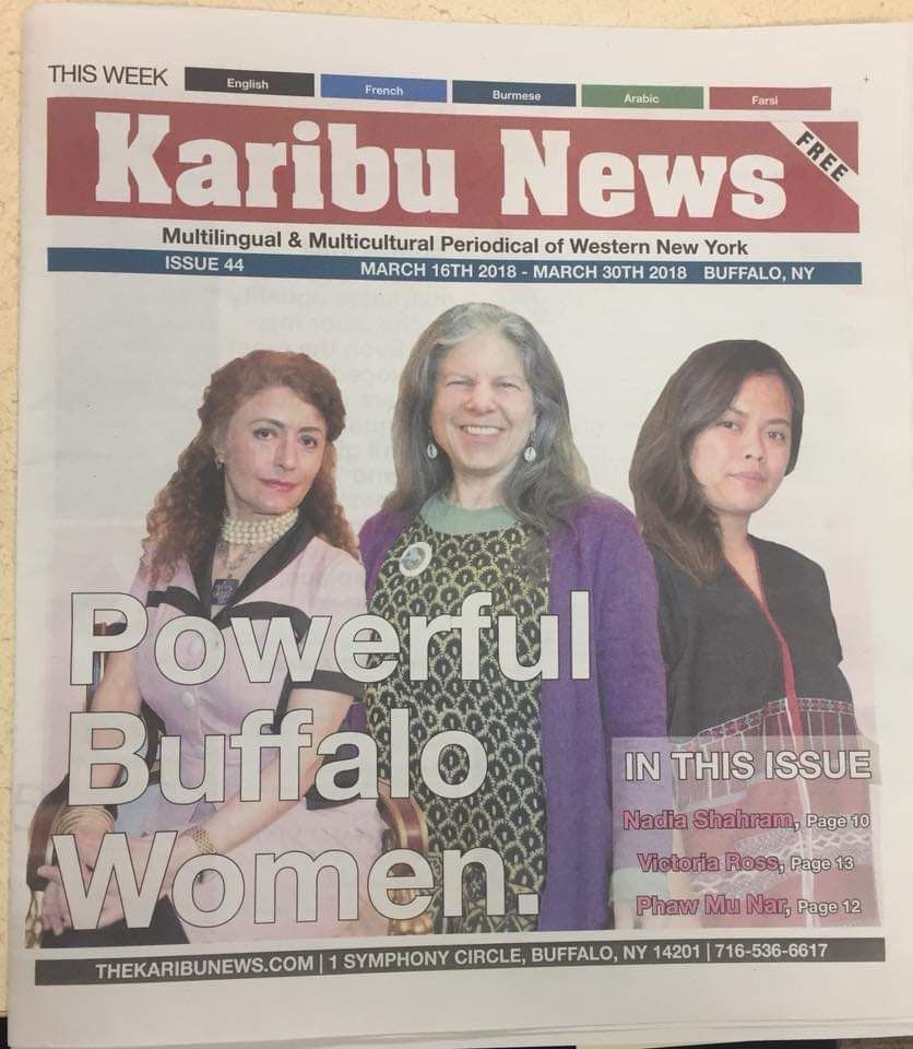 Karibu News cover featuring three women and the headline “Powerful Buffalo Women.”