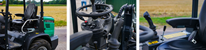 Nahaufnahmen eines Kompaktradladers.