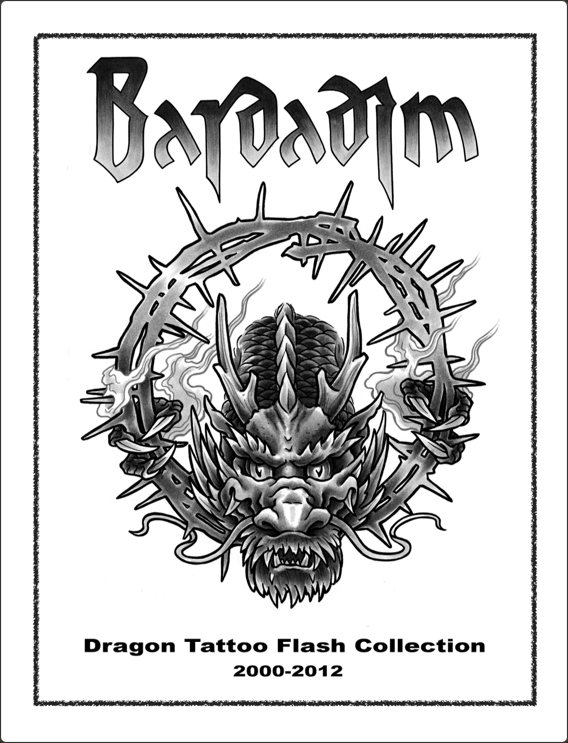 Dragon tattoo flash book cover featuring traditional Japanese dragon design