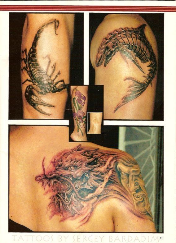 A collage of tattoos by sergey bardadim