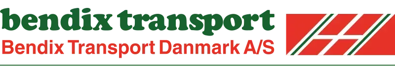 Logo for Bendix Transport Danmark A/S with text in green and red, and a red and white symbol.
