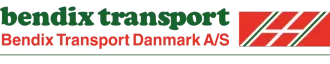 Logo for Bendix Transport Danmark A/S with text in green and red, and a red and white symbol.