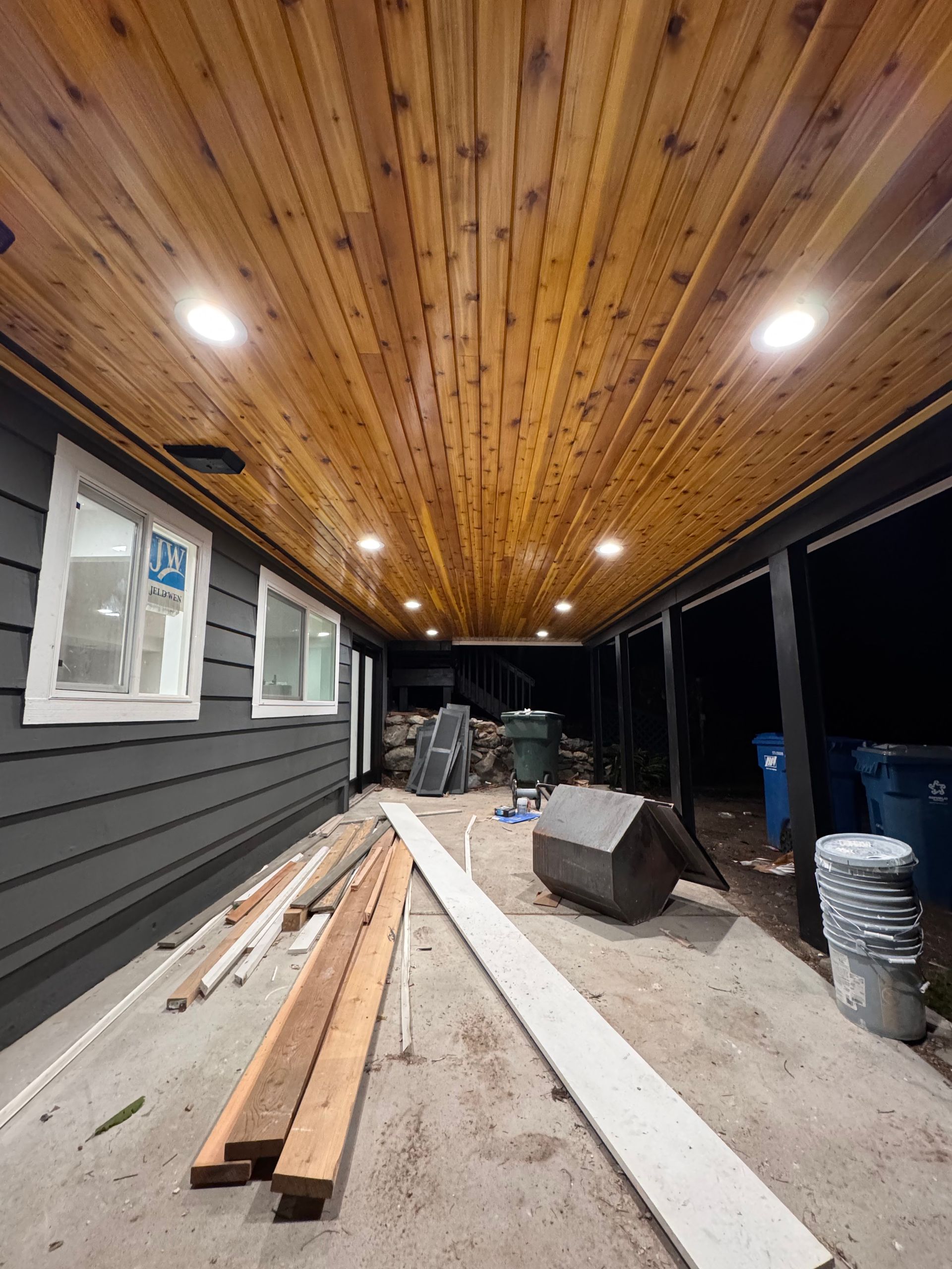 Deck wood ceiling finish