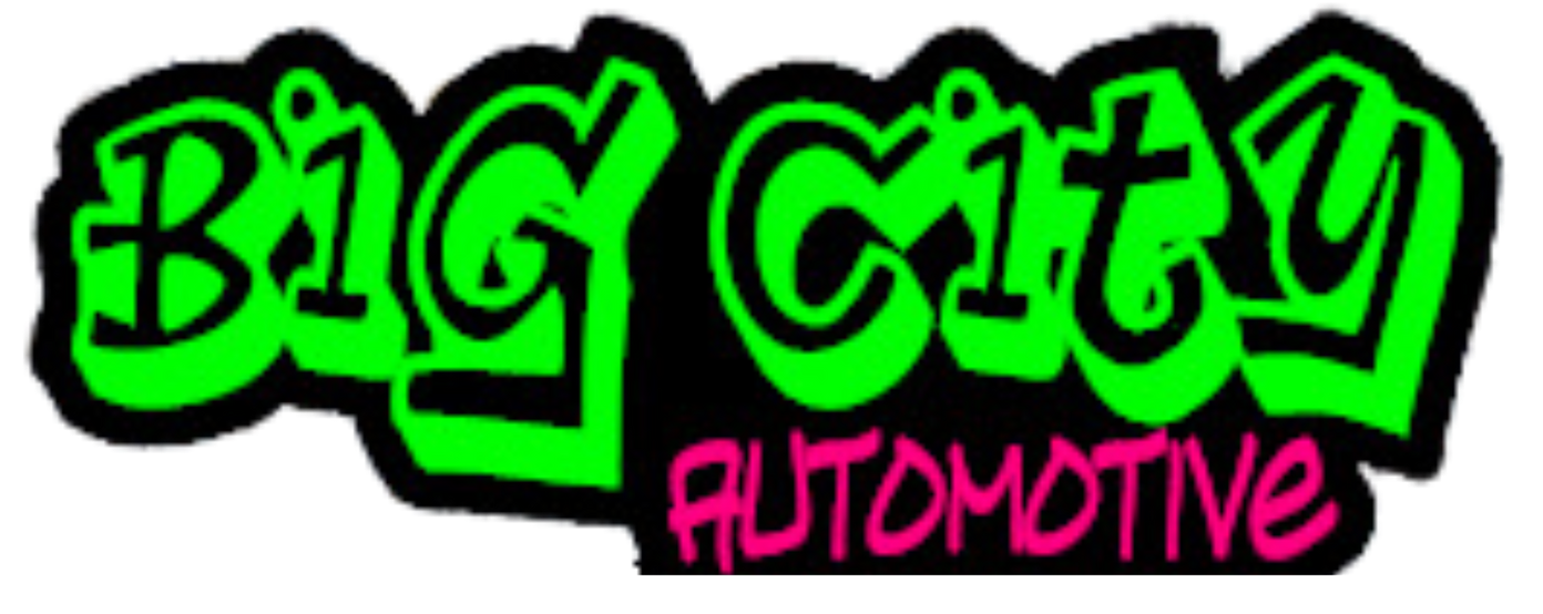 Big City Automotive logo with neon green text on a black background.