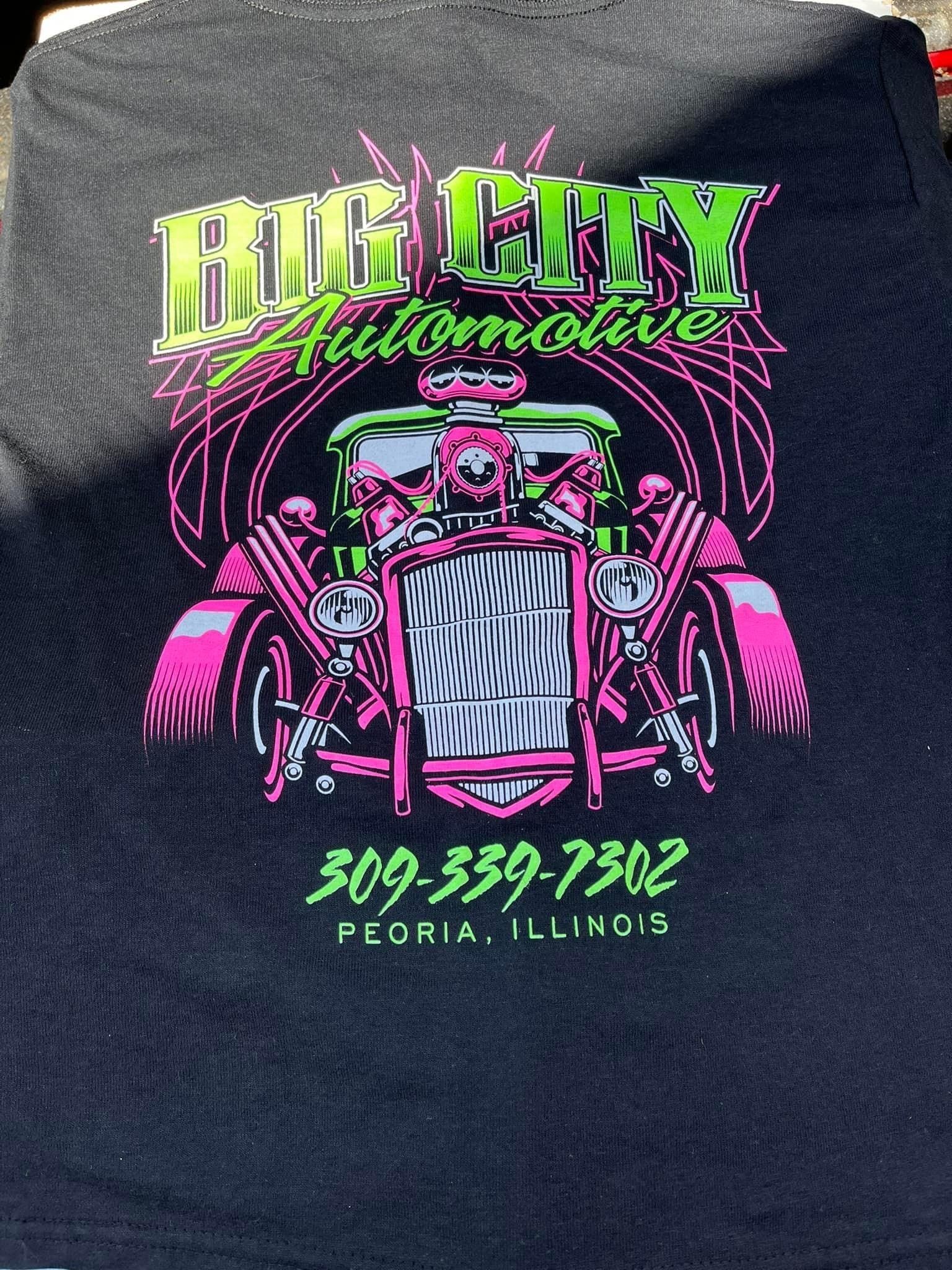 Black shirt with graphic of 