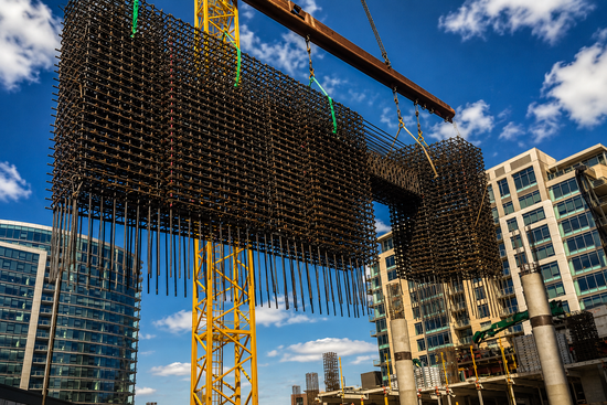 structural steel and rebar framework