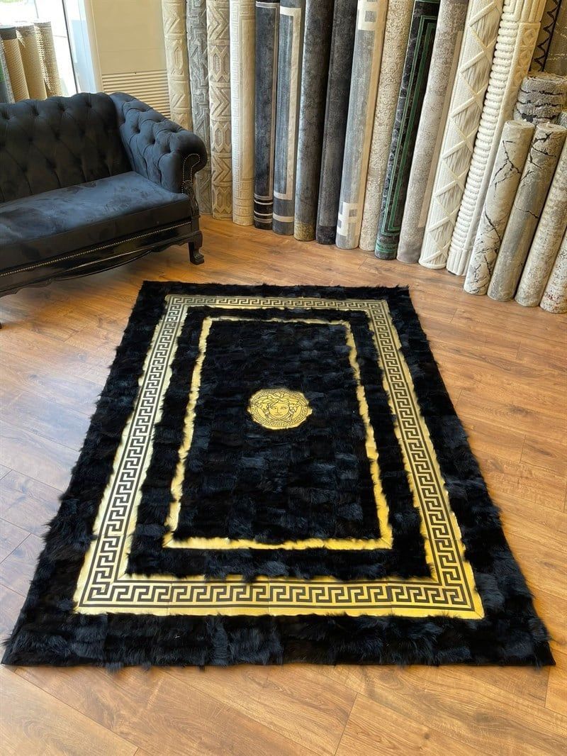 black versace leather carpet