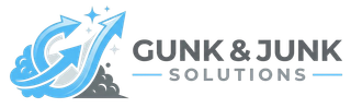 Gunk & Junk Solutions logo with a blue swoosh arrow and gray text on a white background