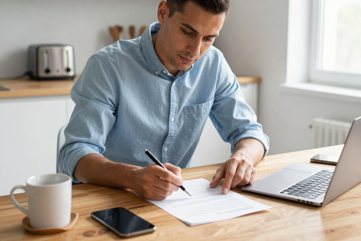 Person reviewing auto insurance policy documents