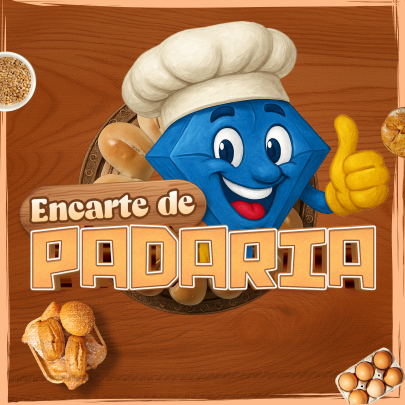 Um personagem de desenho animado azul, usando um chapéu de chef, faz um sinal de positivo com o polegar sobre um fundo de madeira com a inscrição 