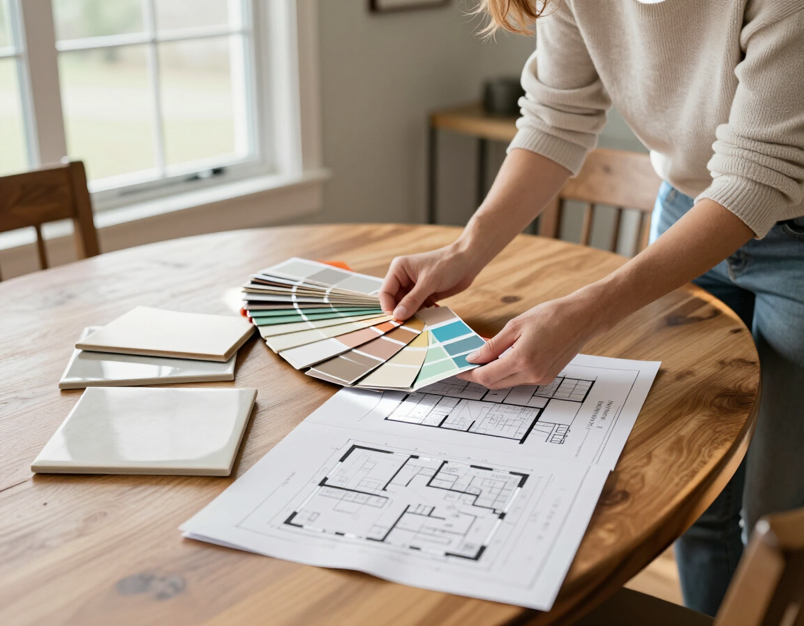 Home improvement planning with samples and floor plans