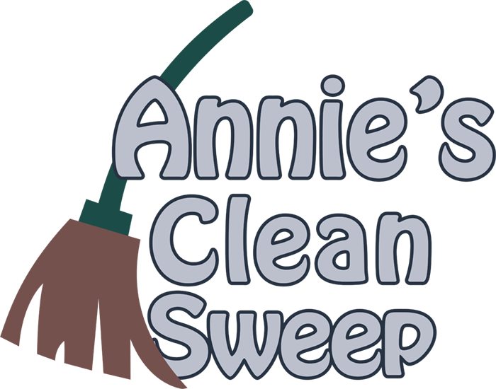 Logo for Annie&rsquo;s Clean Sweep with a broom icon and gray lettering