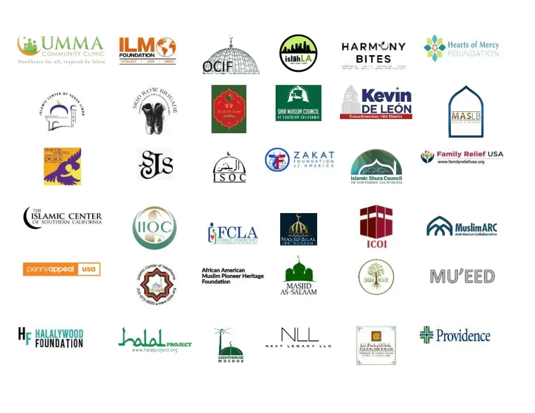 Logos of various Islamic organizations.