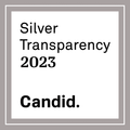 Silver Transparency 2023 award by Candid, black text on white square, gray border.