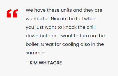 mini split - testimonial - client review - central MA - heating and cooling - HVAC 