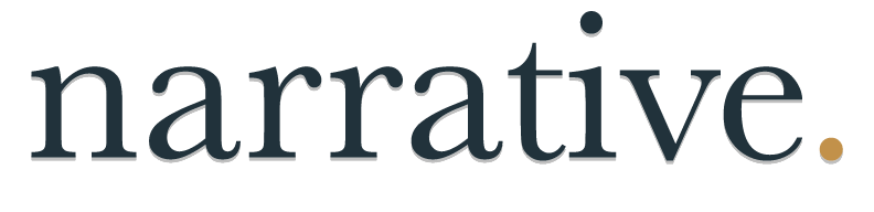 The word narrative is on a white background