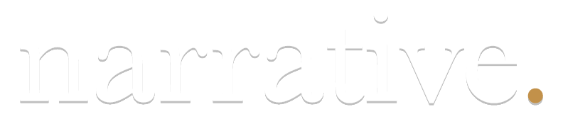 The word narrative is written in black and white on a white background.