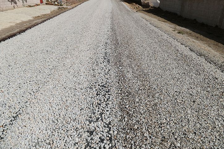 Newly constructed asphalt road works