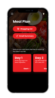 A cell phone with a meal plan app on it.