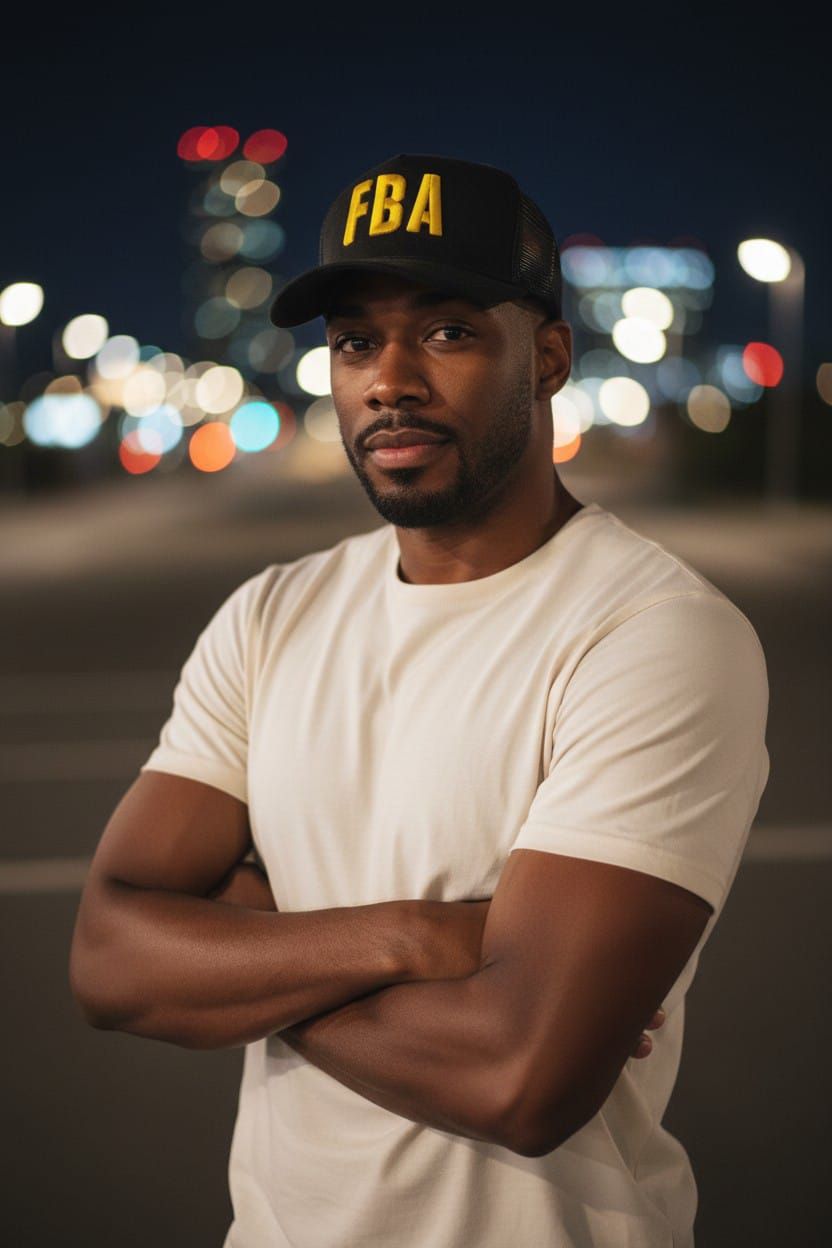 Gorra de béisbol negra con las letras 