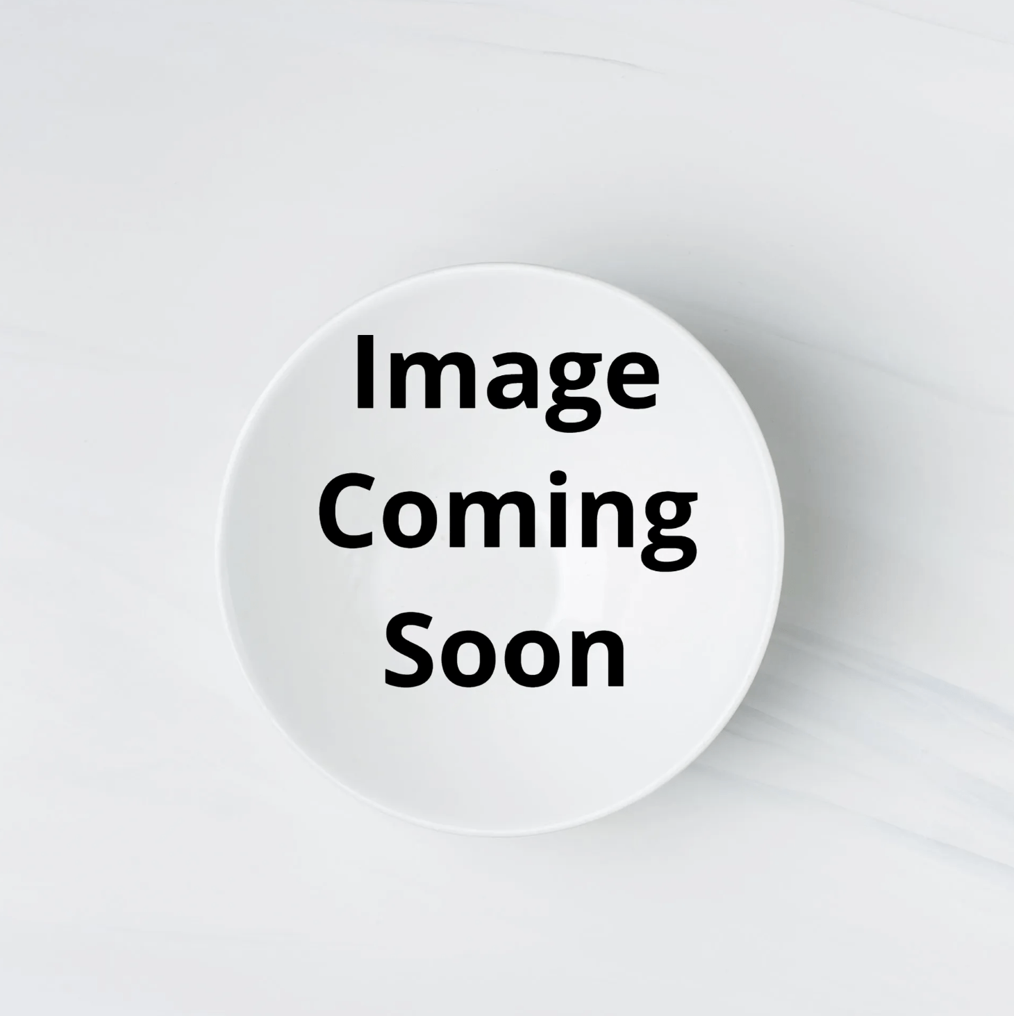 A white circular placeholder graphic with the text
