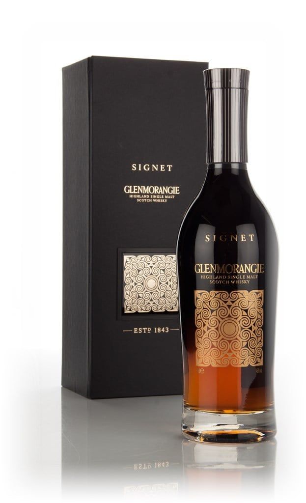 A bottle of alcohol is sitting next to a box.