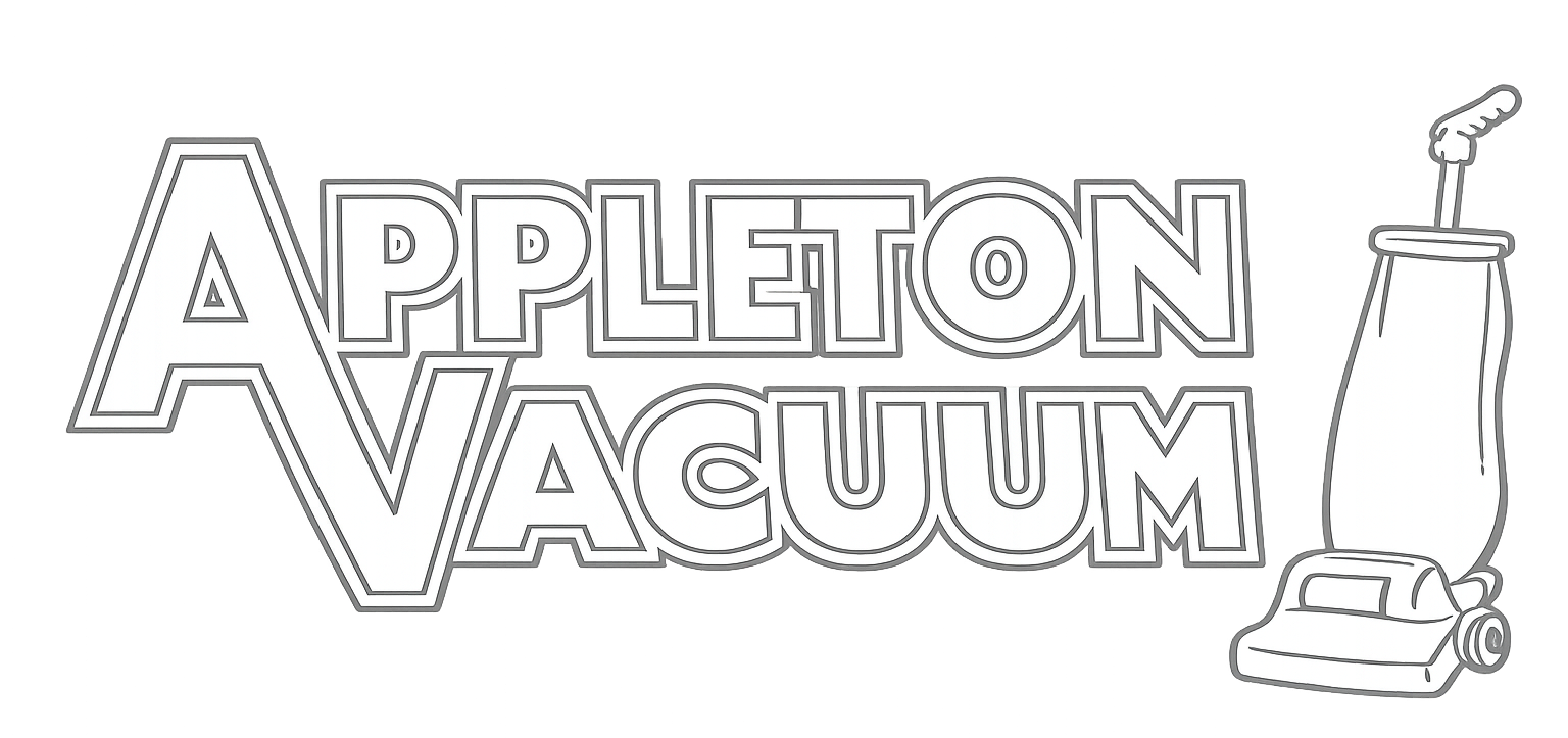Appleton Vacuum logo with bold outlined text and a vacuum cleaner illustration