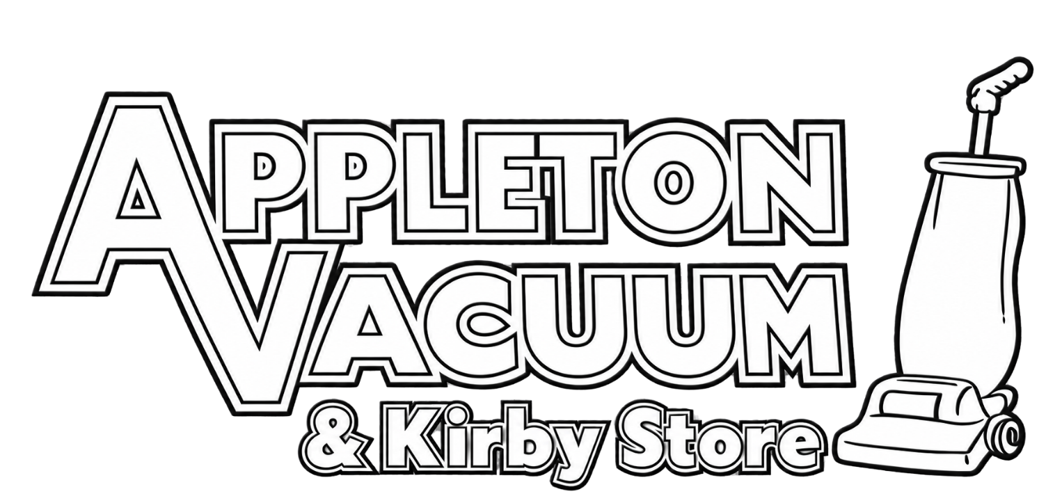 Appleton Vacuum logo with bold outlined text and a vacuum cleaner illustration