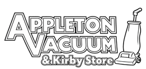 Appleton Vacuum logo with bold outlined text and a vacuum cleaner illustration