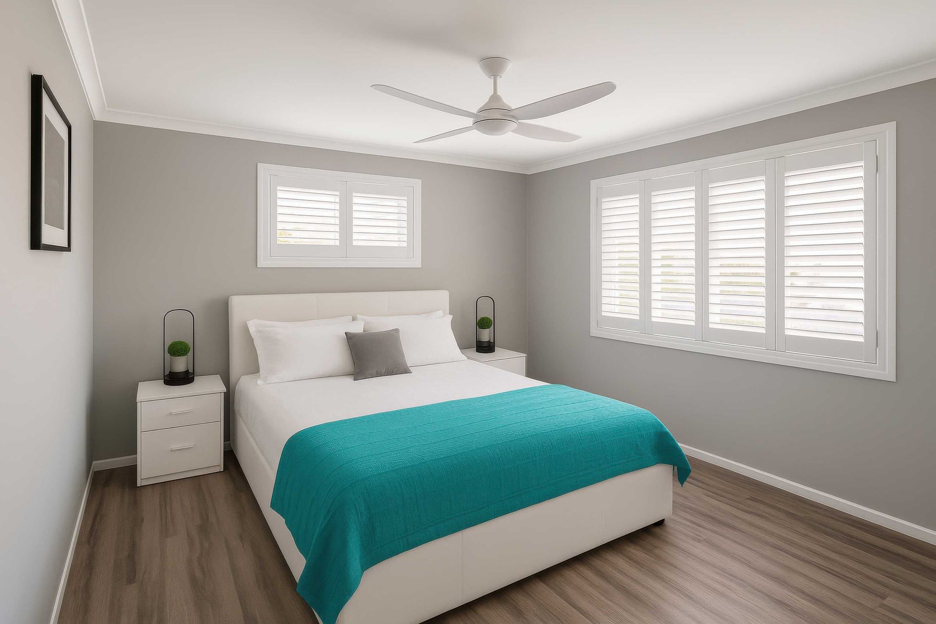 Warm Neutral Colour Scheme in Painted Bedroom Gladstone