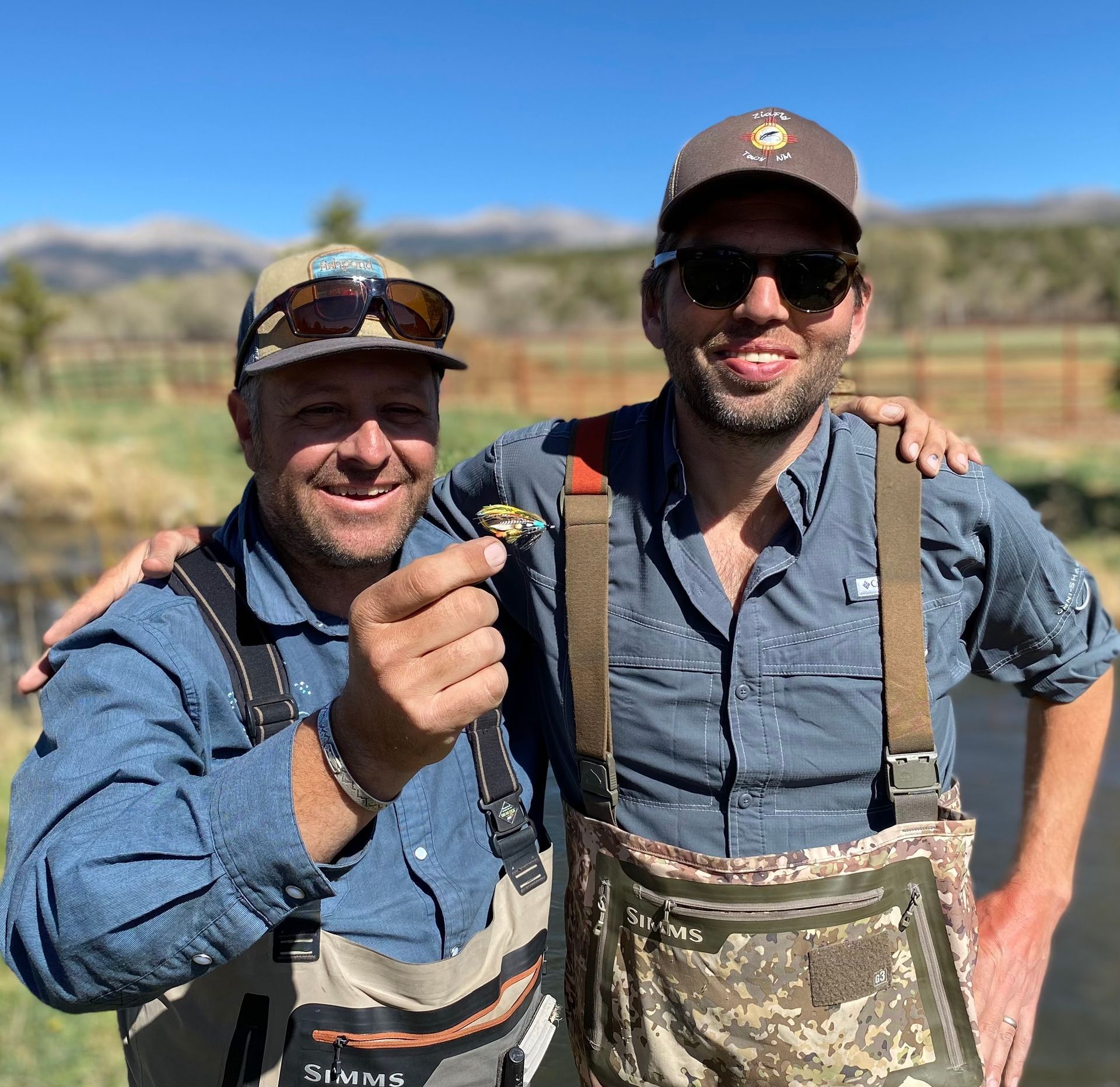 Zia Fly's Spencer Seim (left) and author Kirk W Johnson (right). Spencer is holding the fly tye that started it all!