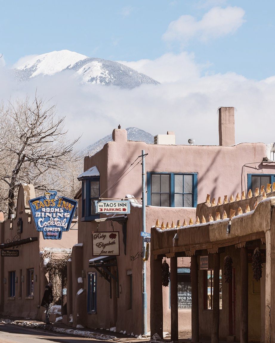 The Historic Taos Inn as seen from the street.