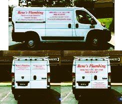 White plumbing van exterior.