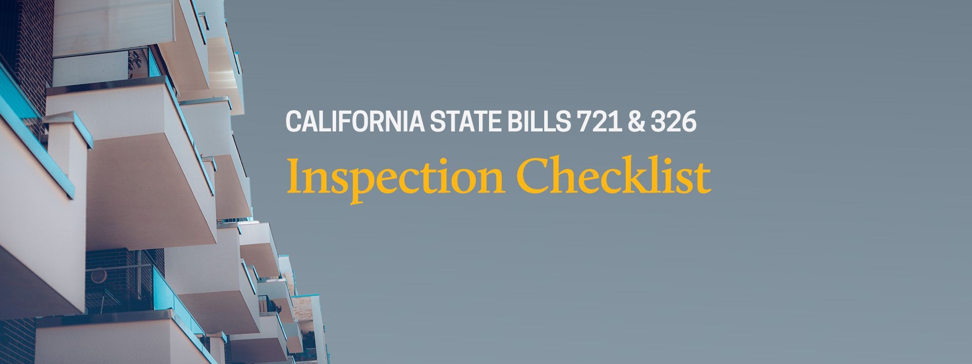 A california state bills inspection checklist with a building in the background