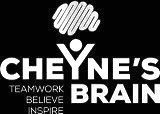 Black and white Cheyne’s Brain logo with a brain icon and the words “Teamwork, Believe, Inspire”