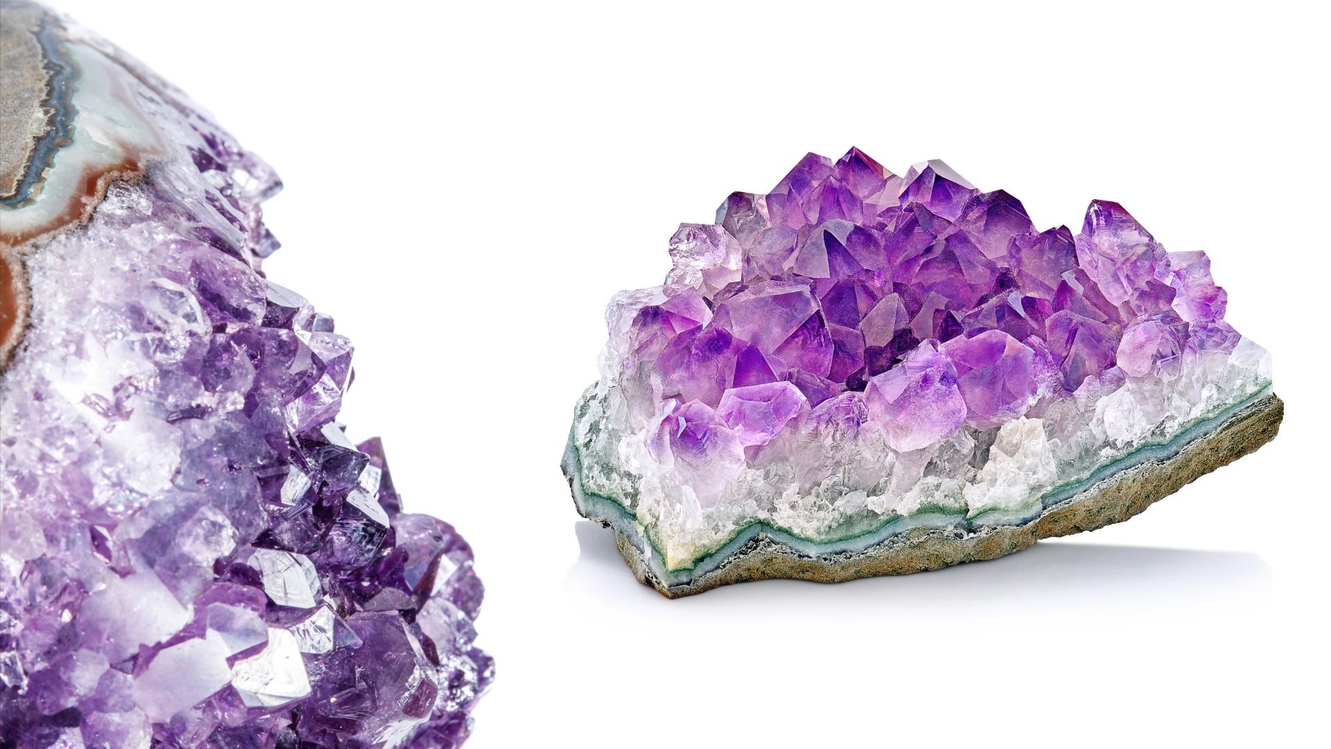 Purple and white amethyst crystal cluster.