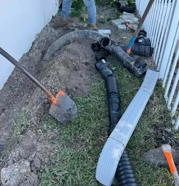 Downspout runoff management system connected to underground drainage piping in Fort Myers, FL