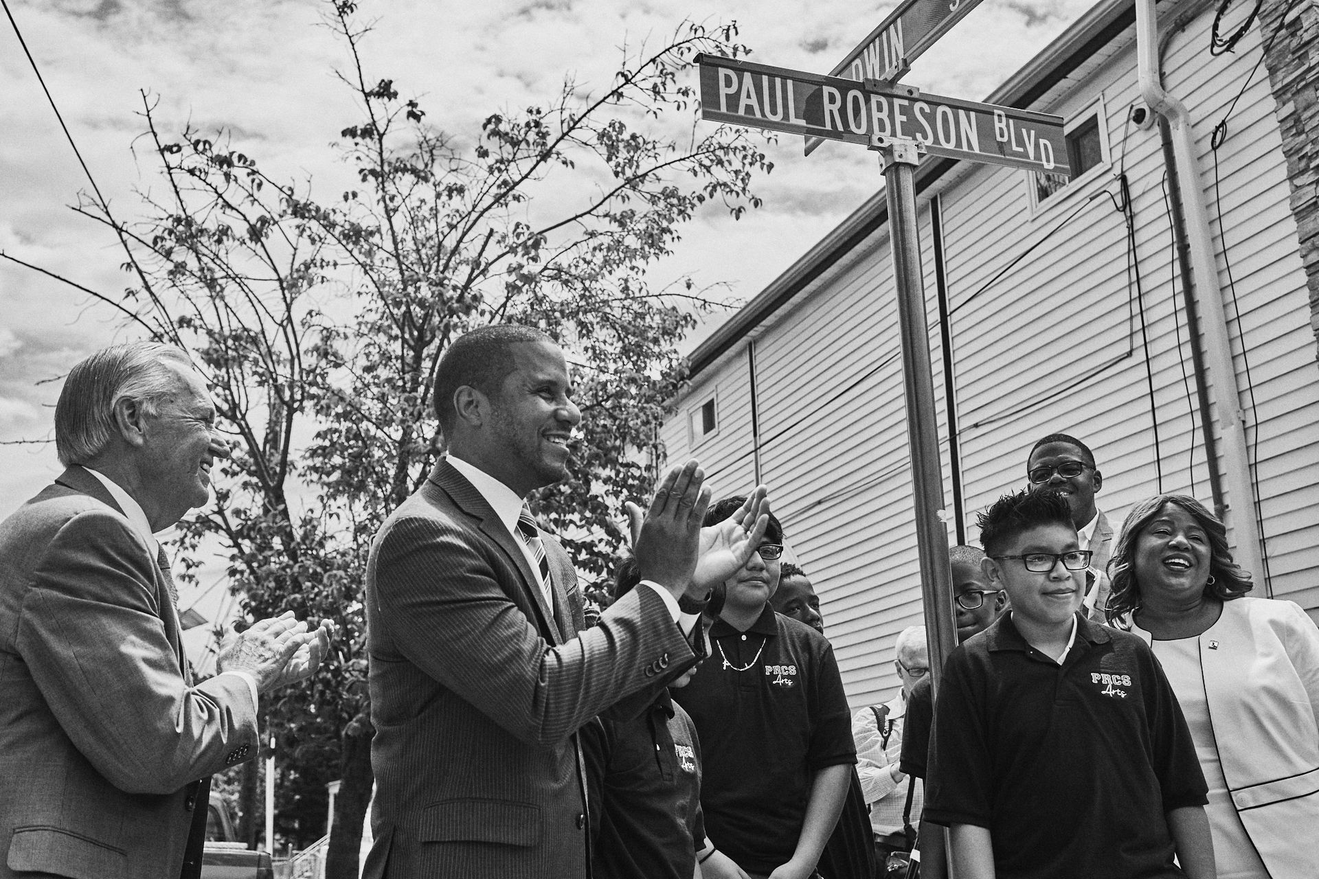 A black and white photo of paul robeson ave