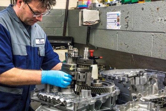 Technician carrying out gearbox repair at A1 Premier Transmissions 