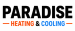 Logo: Orange island with palm trees,