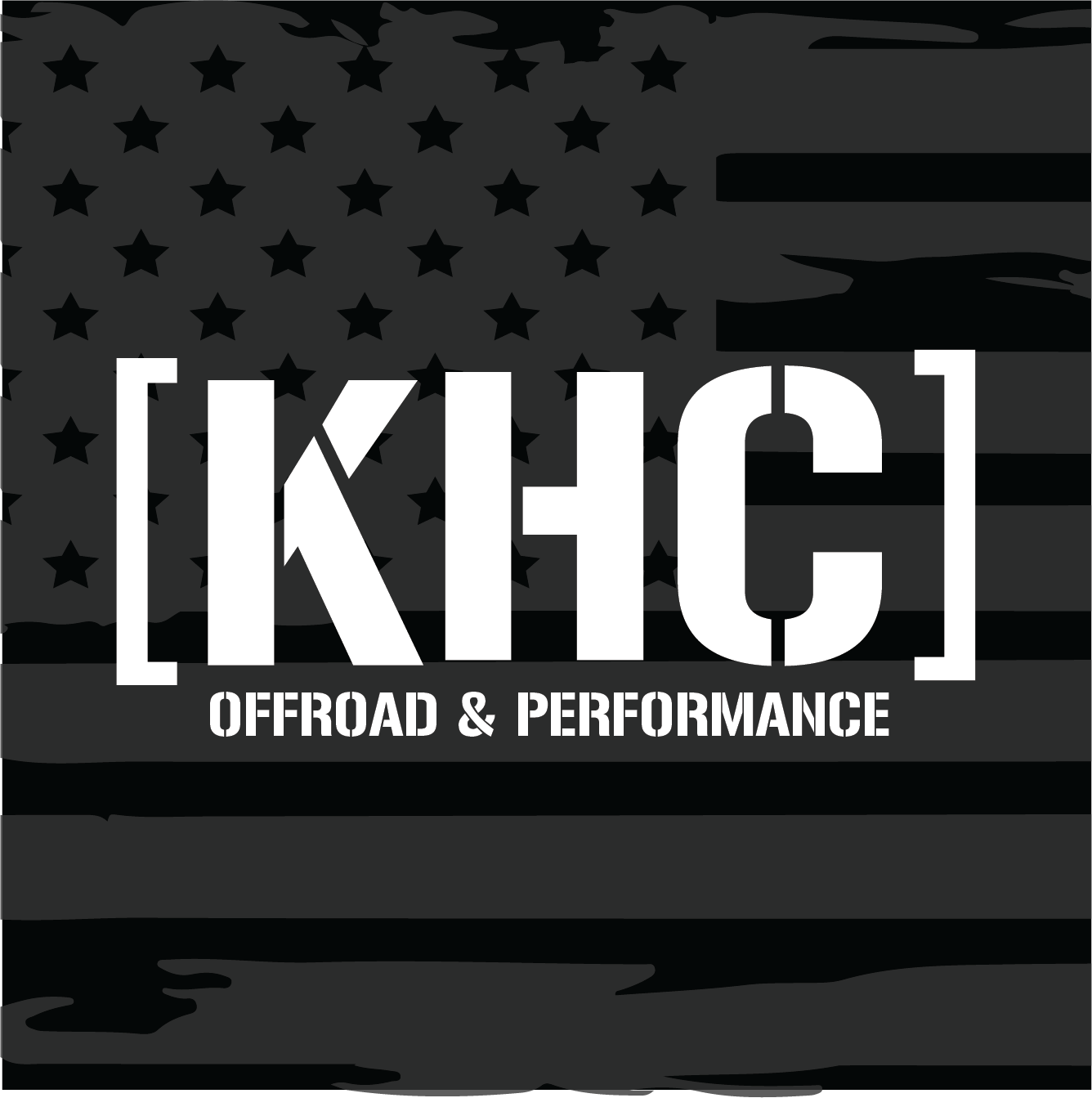 Logo for KHC Offroad & Performance with US flag background.